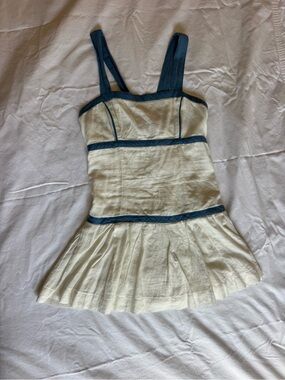 Urban Outfitters Cream Mini Dress with Blue Trim
